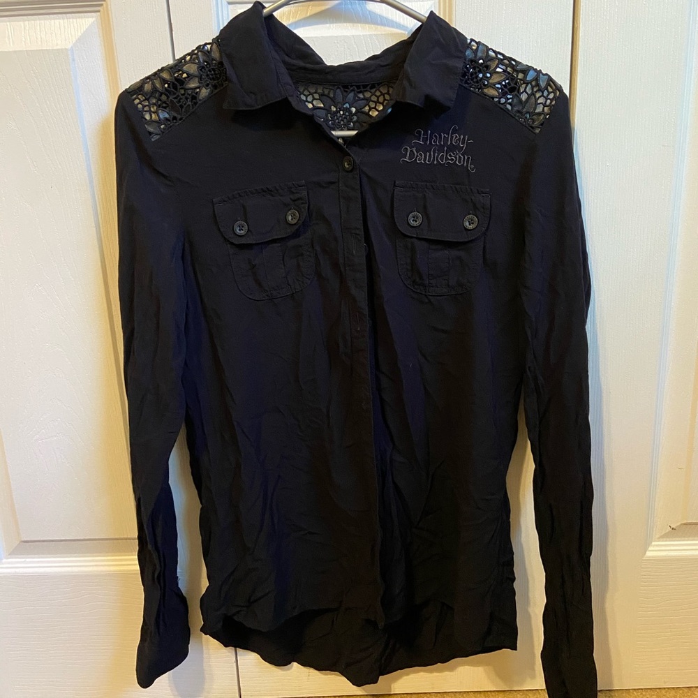 Harley Davidson black button down